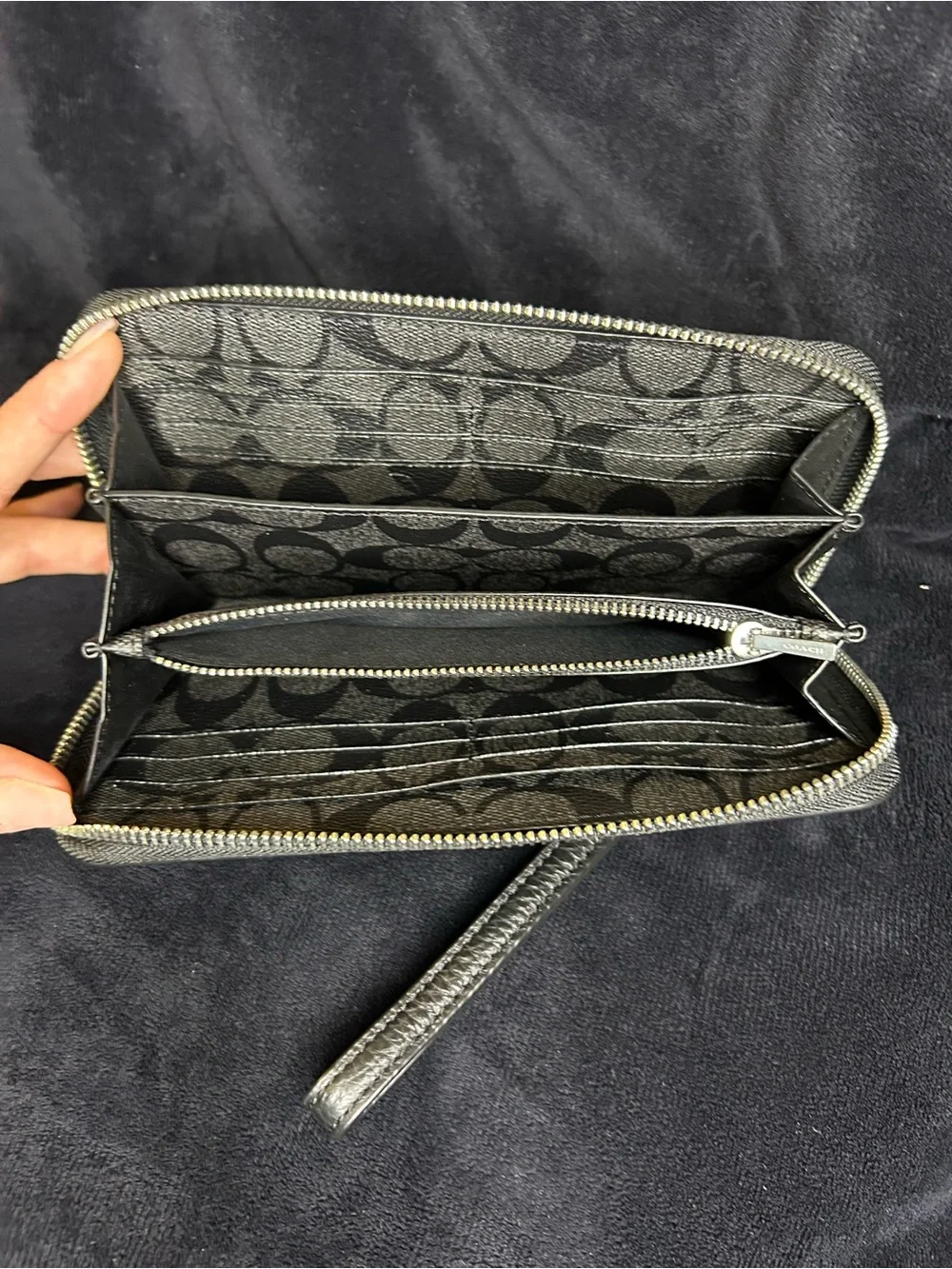 Coach x Disney The Little Mermaid Wristlet with Blue Text 